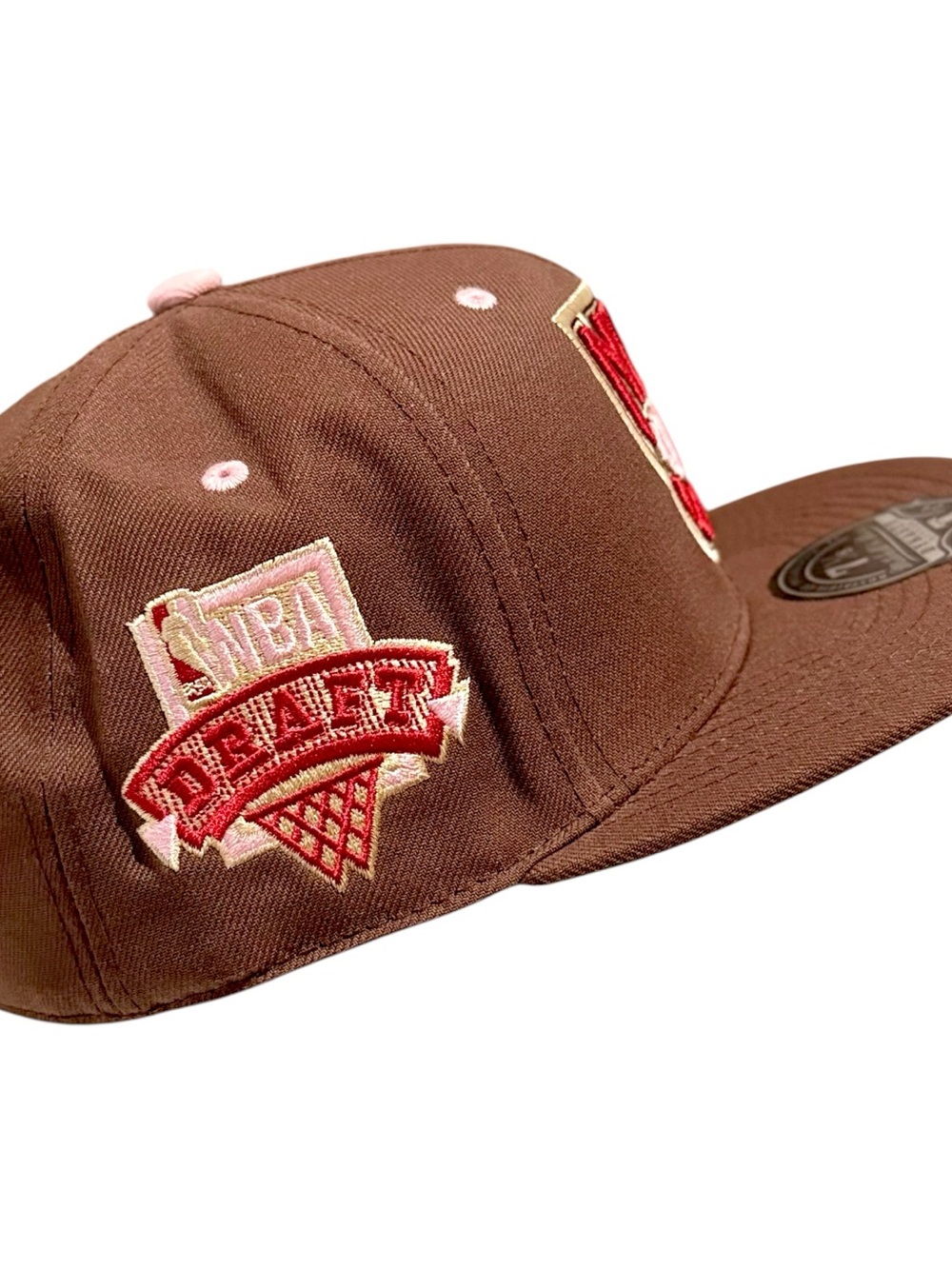 Mitchell & Ness New Jersey Nets Fitted Hat 7 1/8 Brown Pink NBA Draft Cap